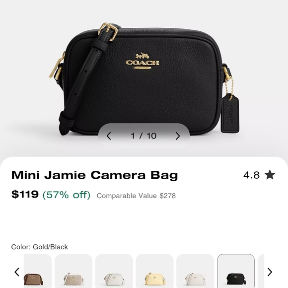 Coach Black Pebbled Leather Crossbody Bag - Picture 4 of 5